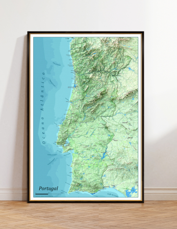 Country maps - Physical map of Portugal