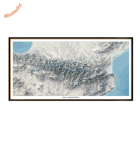 Geo areas - Minimalist relief map of The Pyrenees
