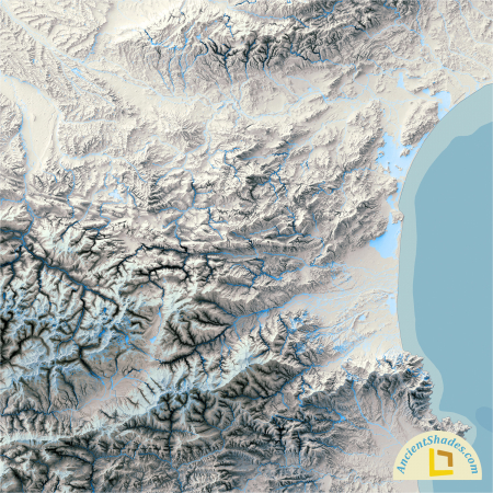 Minimalist relief map of The Pyrenees [2]