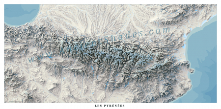 Minimalist relief map of The Pyrenees [1]