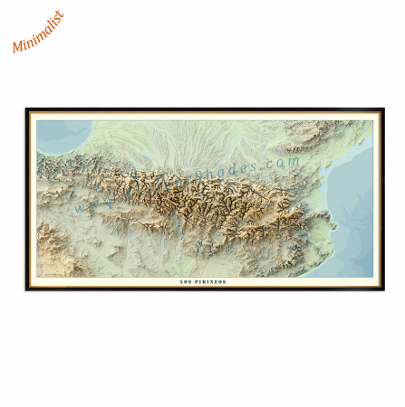 Geo areas - Minimalist relief map of The Pyrenees