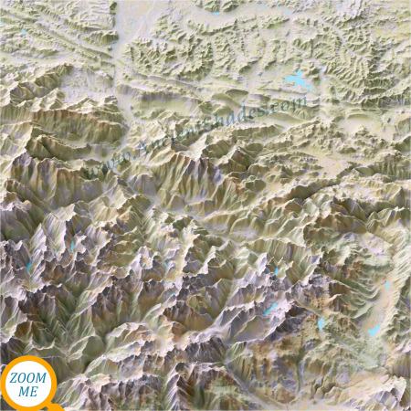 Pyrenees Topographical Map, Perspective View [2]