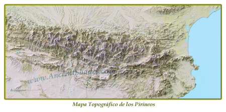 Pyrenees Topographical Map, Perspective View [1]