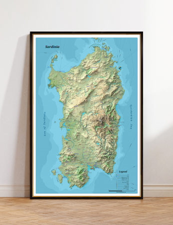 Geo areas - Relief map of Sardinia