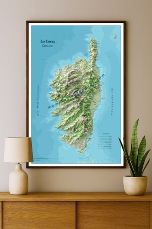 Geo areas - Topographical map of Corsica