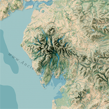 Minimalist Shaded Relief Map of England & Wales – Elevation Wall Poster [4]