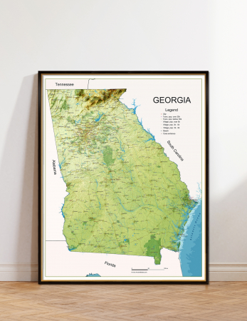 Country maps - Georgia physical map