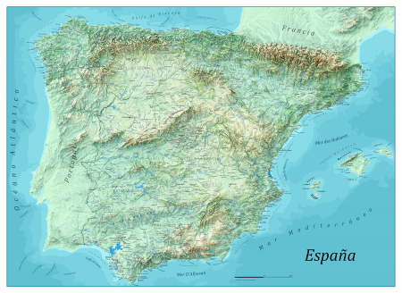 Spring-themed physical map of Spain [1]