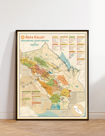 Wine maps - Wine map of Napa Valley