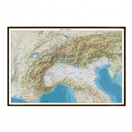 Geo areas - Modern Alps Relief Map – Decorative Mountain Range Poster