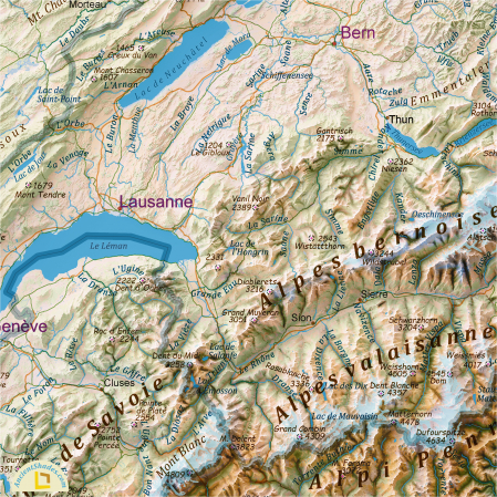 Modern Alps Relief Map – Decorative Mountain Range Poster [3]
