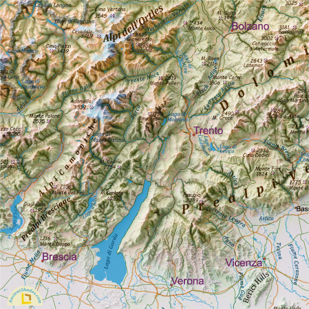 Modern Alps Relief Map – Decorative Mountain Range Poster [1]