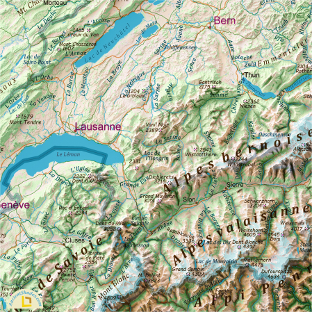 Vivid Alps Physical Map – Mountain Range Wall Decor [3]