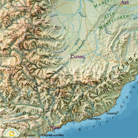 Classic Alps Physical Map – Mountain Range Wall Art [2]