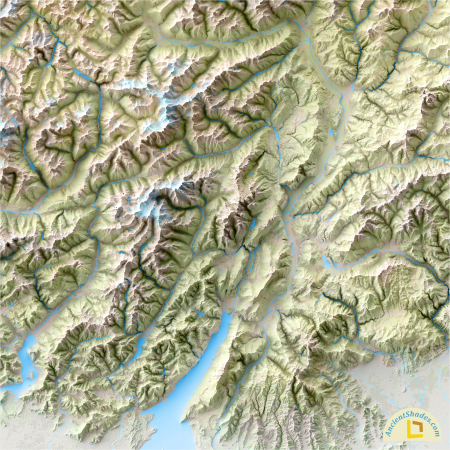 Minimalist Alps Topographical Map – Mountain Range Wall Poster [2]