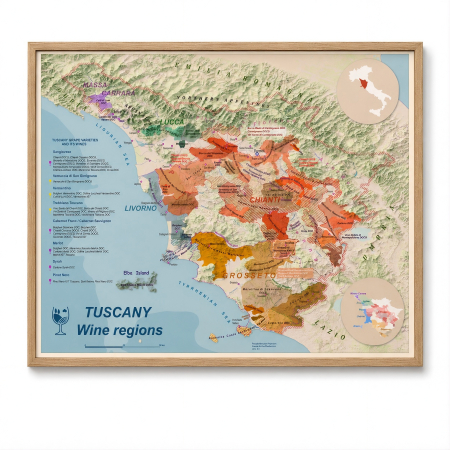 Wine maps - Wine map of Tuscany
