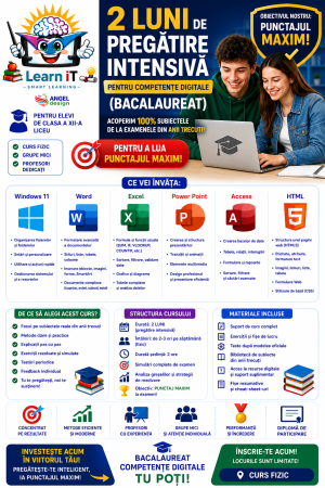 Web & IT - 2 luni de pregătire intensivă pentru competențe digitale (BACALAUREAT)