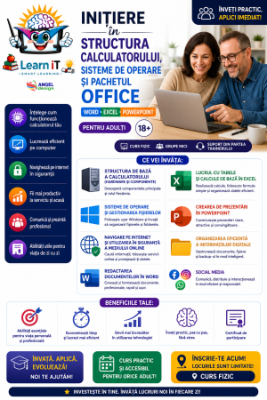 Web & IT - Inițiere în structura calculatorului, Sisteme de Operare și pachetul Office – Word, Excel, PowerPoint pentru adulți