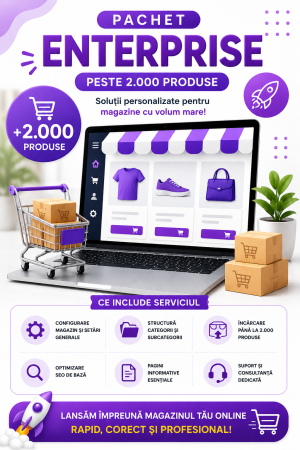 Web & IT - Pachet ENTERPRISE Configurare și încărcare produse pentru magazine online