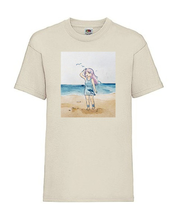 Tricouri copii si adolescenti - Tricou copii anime - Little girl on the beach
