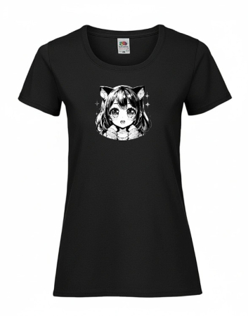 Anime Ears - Tricou Ears anime - Black-and-white surprise