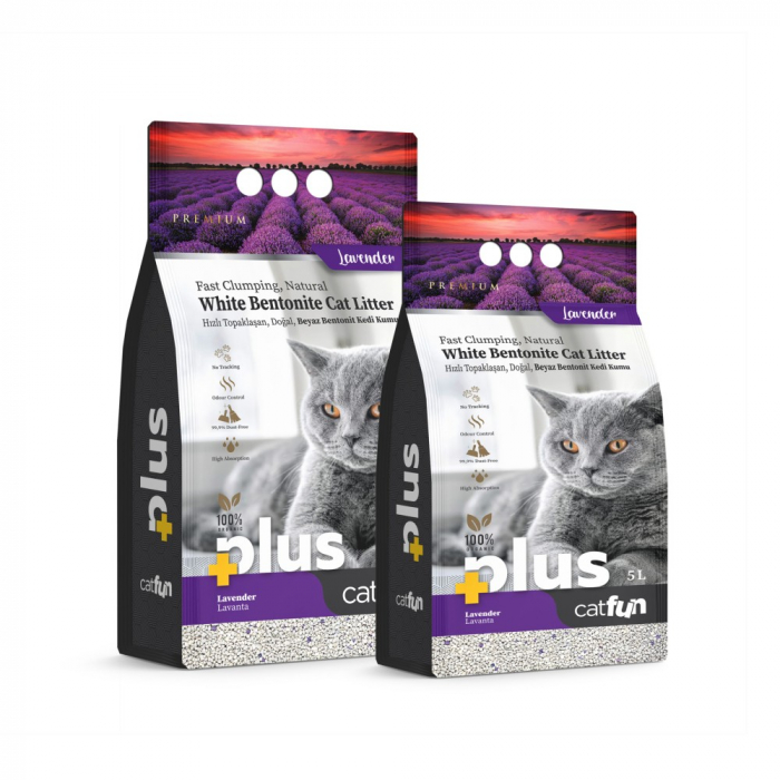 Asternut igienic bentonita Catfun Plus pentru pisici - Lavanda, 5L [2]
