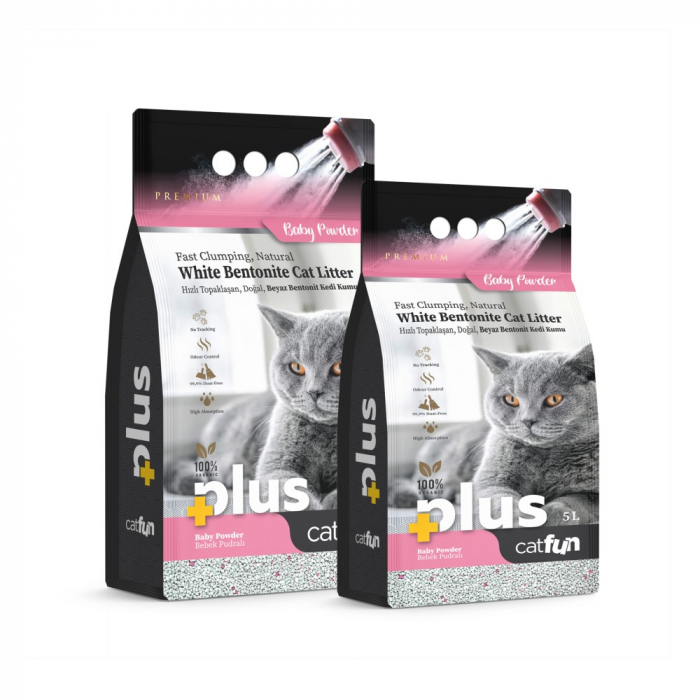 Asternut igienic bentonita Catfun Plus pentru pisici - Baby Powder, 10l [2]