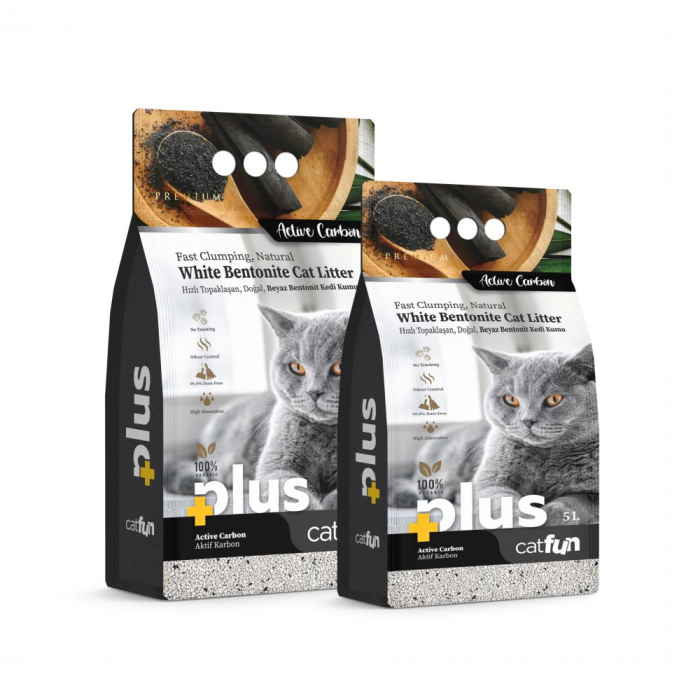 Asternut igienic bentonita Catfun Plus pentru pisici - ACTIVE CARBON, 5L [2]