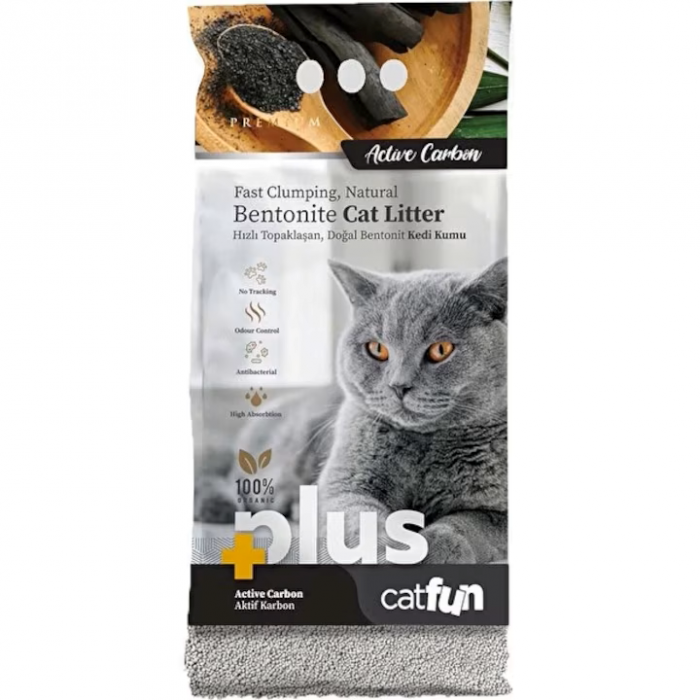Asternut igienic bentonita Catfun Plus pentru pisici - ACTIVE CARBON, 5L [1]