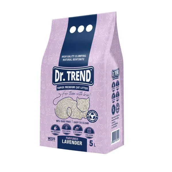 Asternut igienic bentonita Dr.Trend Super Premium pentru pisici - Lavanda, 5L [1]