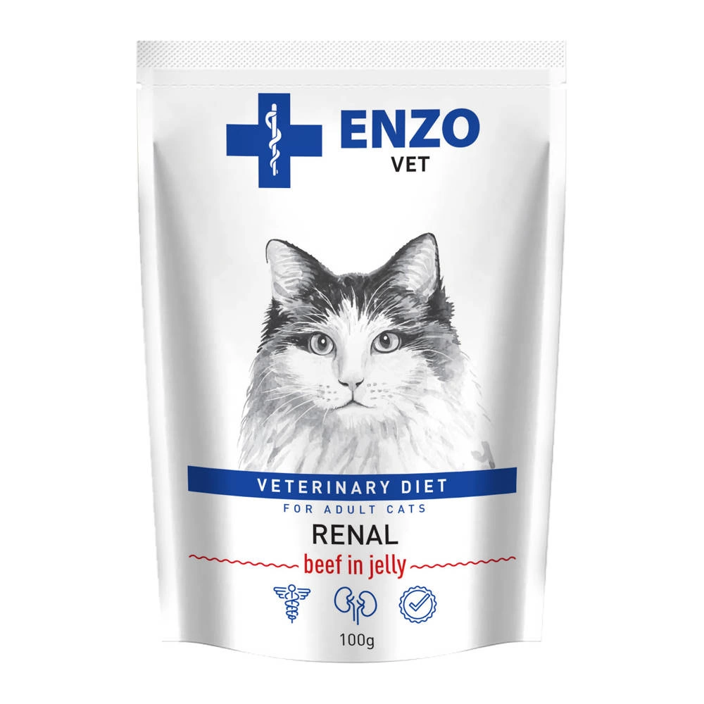 Dieta Veterinara Hrana Umeda Enzo Vet Renal pentru pisicile cu insuficiență renală cronică -  Vita, 100g [1]
