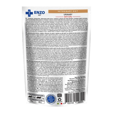 Dieta Veterinara Hrana Umeda Enzo Vet Urinary pentru pisicile dieta sistemului urinar -  Vita in jeleu, 100g [2]