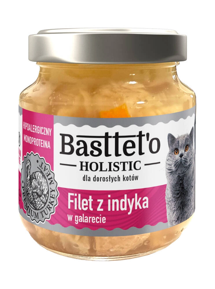 Hrană Monoproteică Basttet'o Holistic pentru pisici - File de Curcan în galette, 130g [1]