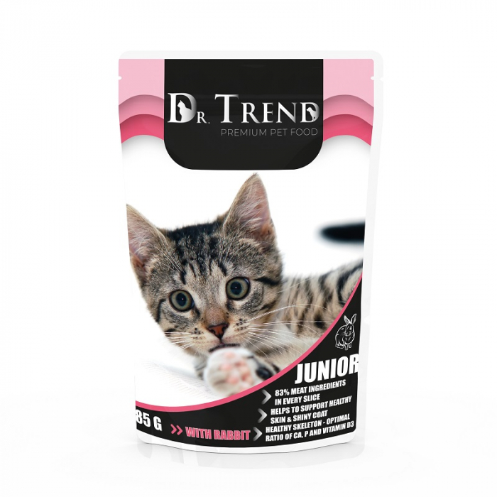Hrana umeda completa Dr.Trend Premium pentru pisoi juniori - cu iepure, 85g [1]