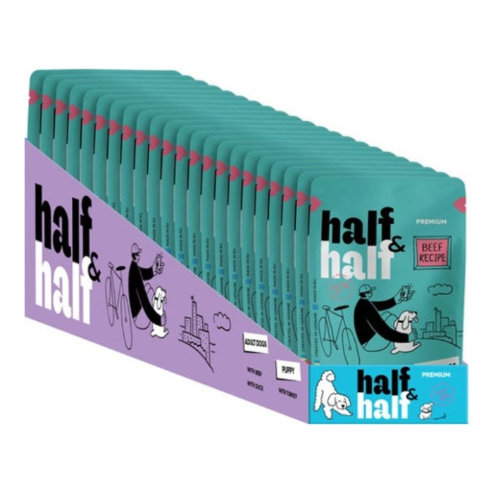 Hrana umeda completa Half&Half pentru caini - Vita in sos, 100g [2]