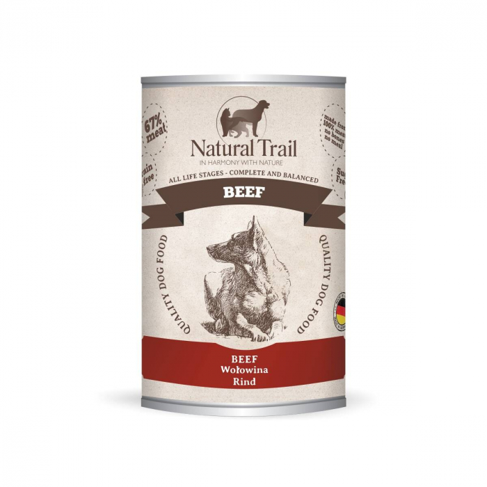 Hrană umedă completa Natural Trail pentru câini - cu carne de vită, 400 g [1]