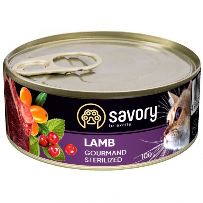 Hrană umedă completa Savory pentru pisici sterilizate - cu carne miel, 100g [1]