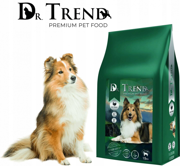Hrana uscata completa Dr.Trend Premium pentru caini adulti de talie medie - cu curcan, 15 kg [2]