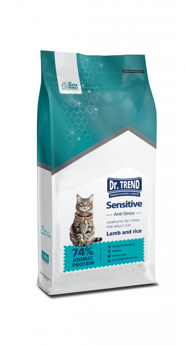 Hrana uscata completa Dr.Trend Super Premium Sensitive pentru pisici -Miel si orez, 7kg [1]