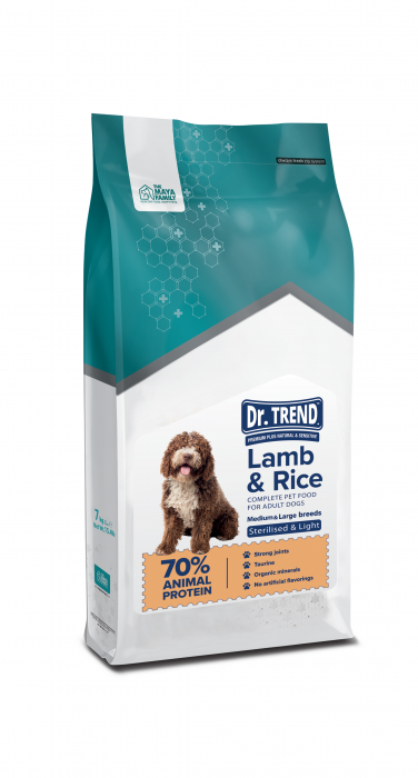 Hrana uscata completa Dr.Trend Sterilised & Light Super Premium pentru caini de talie medie si mare - Miel si orez, 7kg [1]