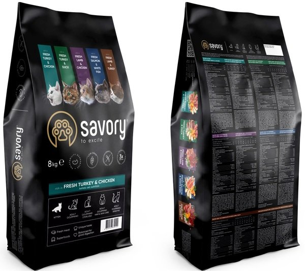 Hrană uscată completa Savory pentru pisoi - cu carne proaspătă de curcan și pui, 8 kg  [3]