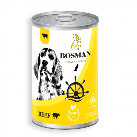 Hrana Umeda - Hrana umeda completa Bosman pentru caini adulti - cu carne de vită, 1240g