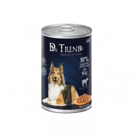 Hrana Umeda - Hrana umeda completa Dr.Trend Premium pentru caini adulti - cu carne de vitel in sos delicat, 400g