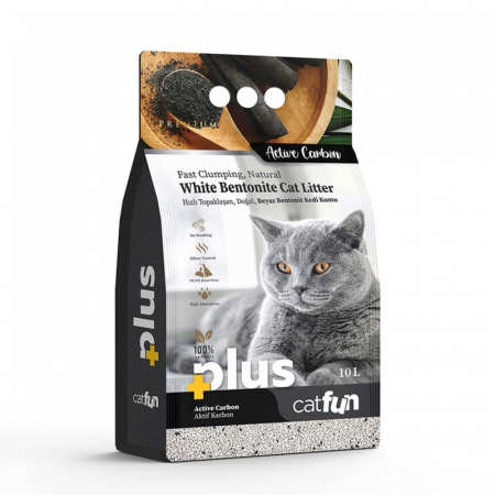 Asternut Igienic - Asternut igienic bentonita Catfun Plus pentru pisici - ACTIVE CARBON, 10L
