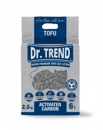 Asternut Igienic - Asternut igienic Dr.Trend Premium pentru pisici, Tofu - Active Carbon, 6L/2.5kg