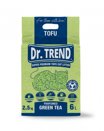 Asternut Igienic - Asternut igienic Dr.Trend Premium pentru pisici, Tofu - Ceai Verde, 6L/2.5kg