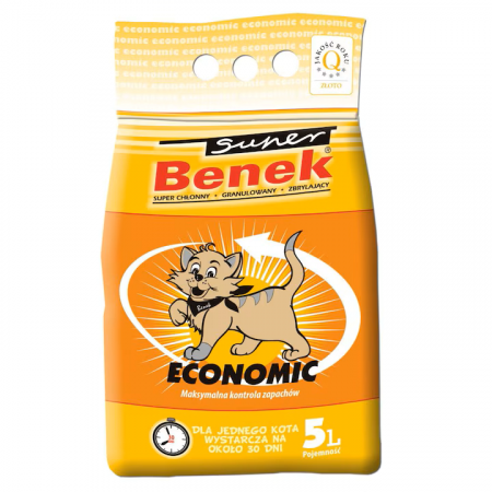 Asternut Igienic - Asternut igienic bentonita Super Benek Economic pentru pisici, 5l