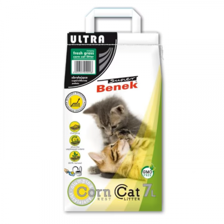 Asternut Igienic - Asternut igienic Super Benek Corn Cat Ultra Fresh Grass pentru pisici, 7l