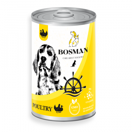 Hrana Umeda - Hrana umeda completa Bosman pentru caini adulti -cu carne de pasăre , 1240g