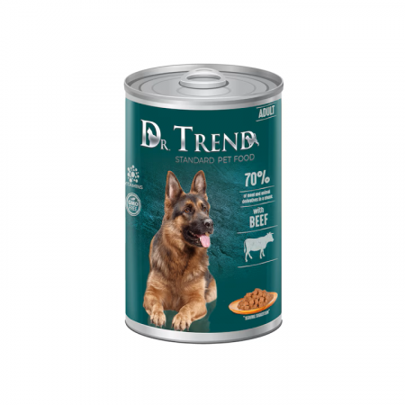 Hrana Umeda - Hrana umeda completa Dr.Trend pentru caini adulti cu carne de vita in sos delicat, 1250g